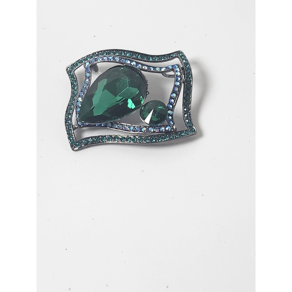 Art Deco Style Enamel Geometry Crystal Brooch/Pendant